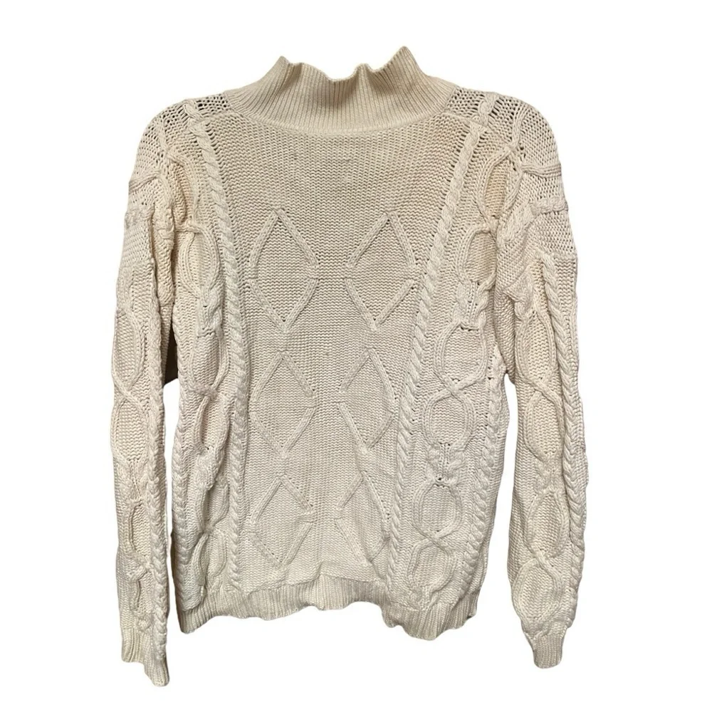 Eddie Bauer Vintage Cable Knit Full Zip Sweater | Petite Small - Picture 2 of 13